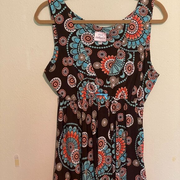 Pink Polkadot Large Sleeveless Multicolor Top - Picture 1 of 4